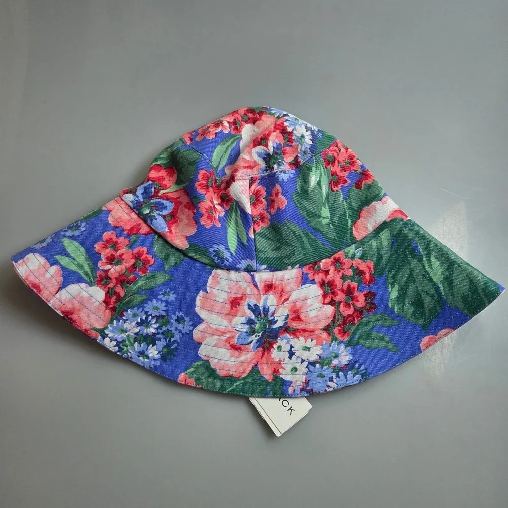 Janie‎ and Jack Girls Blue Floral Bucket Sun Hat Size 6-8